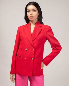 Front Open Blazer with Notched Lapel