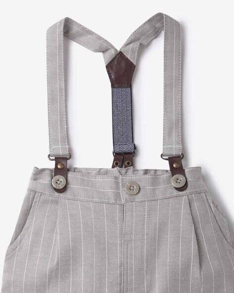 Dark Leaf Stripe Pirol Suspender Pants - MarMar → Luksusbaby.com