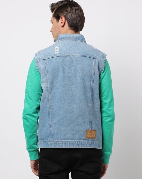Sleeveless Lee Cooper Waistcoat Sleeveless Distressed Denim Jacket