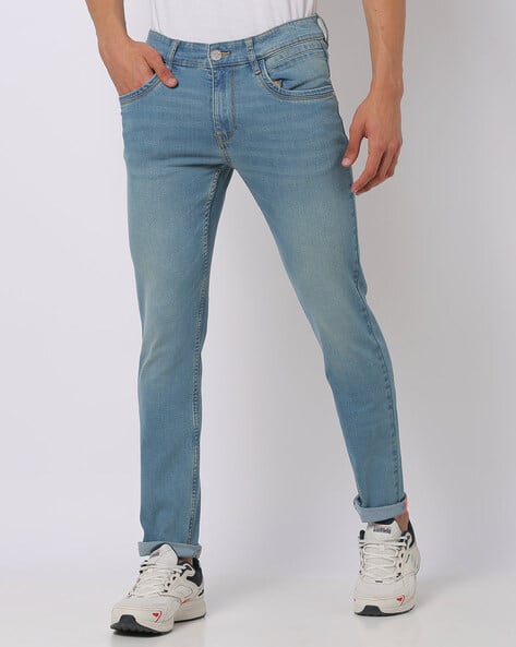 Mid-Wash Slim Fit Jeans
