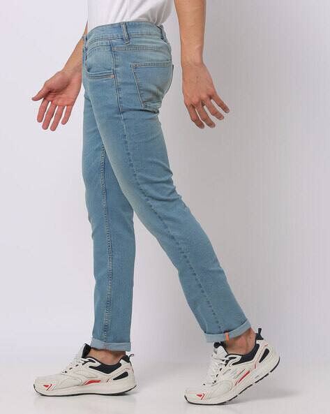 Mid-Wash Slim Fit Jeans