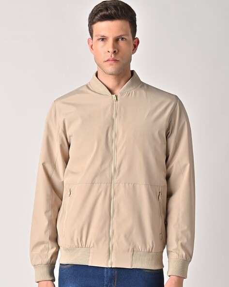 Buy CELIO Camel Mens Straight fit Mao Collar Slub Jacket | Shoppers Stop