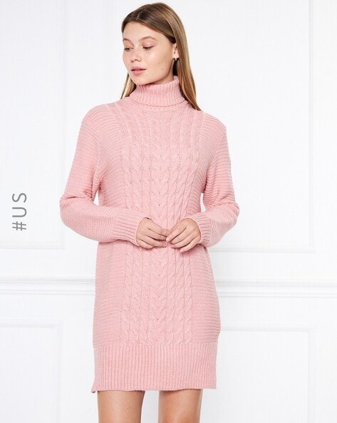 pink and grey sweater dress