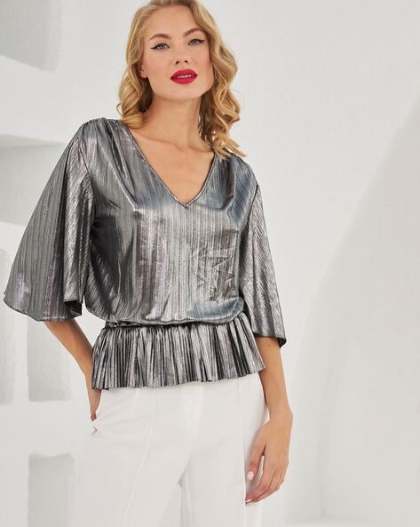 Silver cheap peplum top