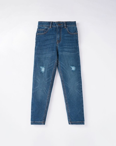 Sustainable Lightly Washed Distressed Jeans