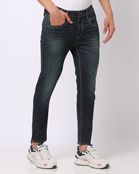 Dark wash cropped on sale jeans