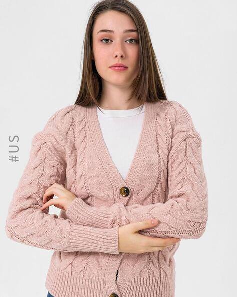 pink boxy cardigan