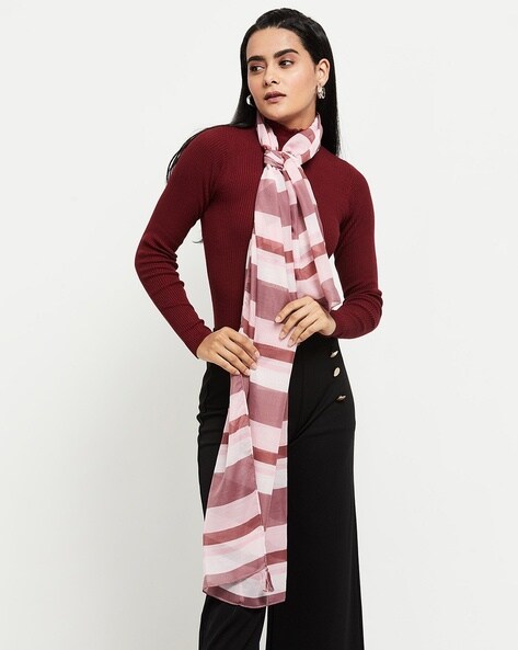 Striped Scarf with Tassels Price in India