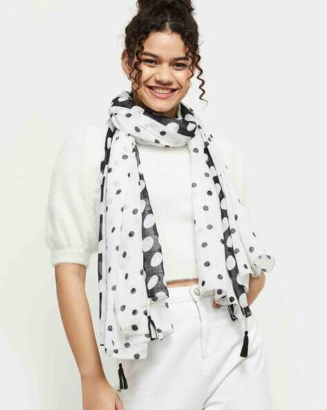 Polka-Dot Scarf with Tassels Price in India