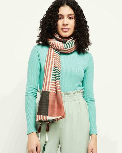 Stripes Scarf with Tassels Price in India
