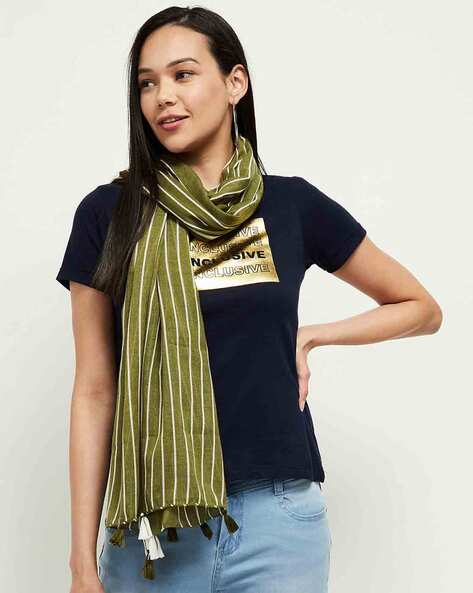 Stripes Scarf with Tassels Price in India
