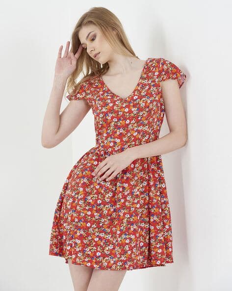 strapless open back dress Red Tropical Cross Stitch Embroidered Euroflax™ Premium Linen Midi Dre – FARM  Rio main image 0