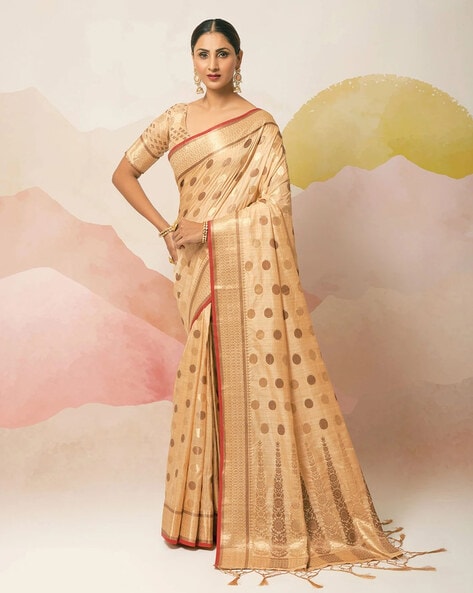 Buy Beige Sarees for Women by VARJA Online | Ajio.com