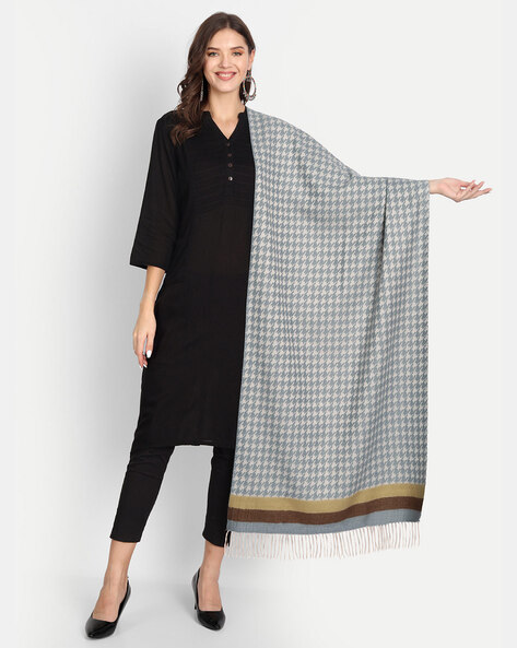 Houndstooth Pattern Woolen Stole Price in India