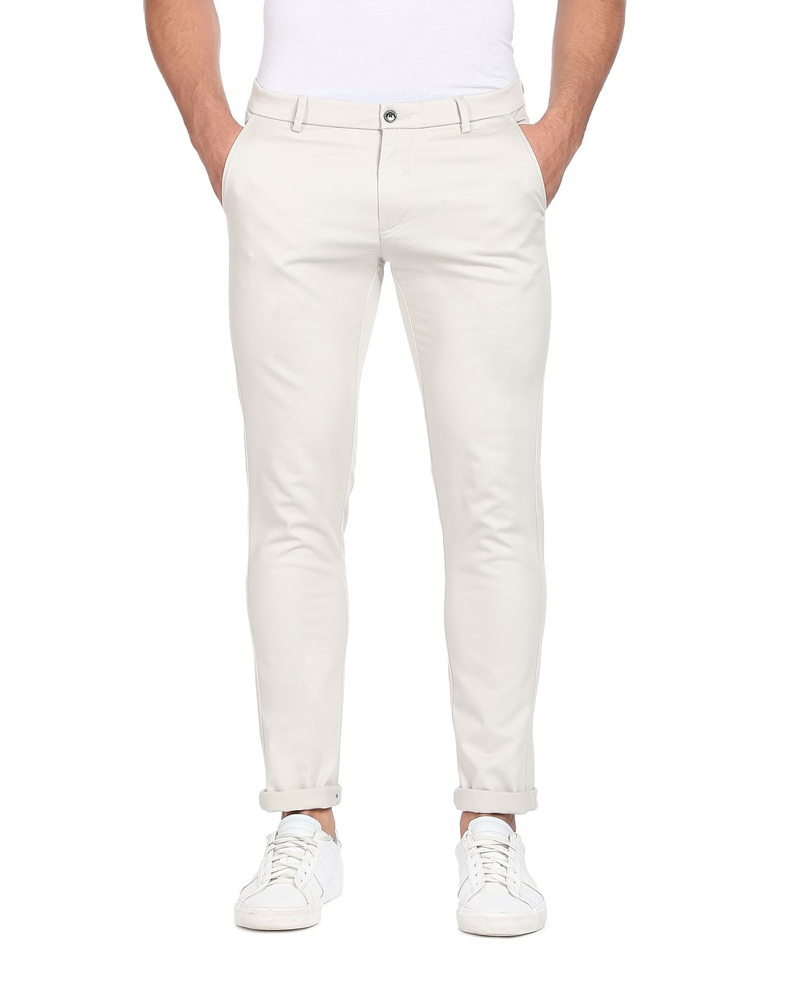 Henselite Mens White Sports Bowls Trousers