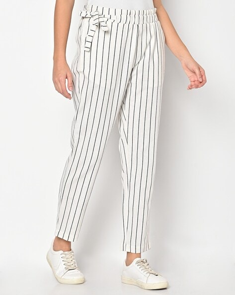 Buy Blue & White Trousers & Pants for Women by ONLY Online | Ajio.com