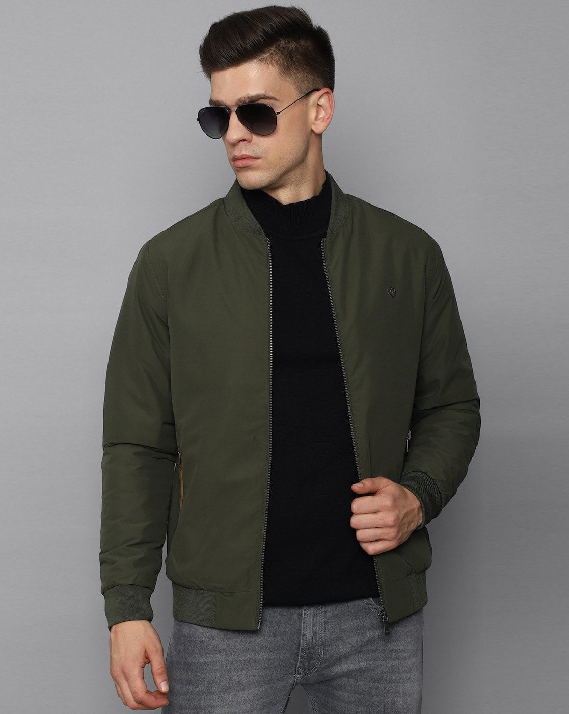 Buy Men Casual Olive Solid Jackets Online - 739946 | Louis Philippe