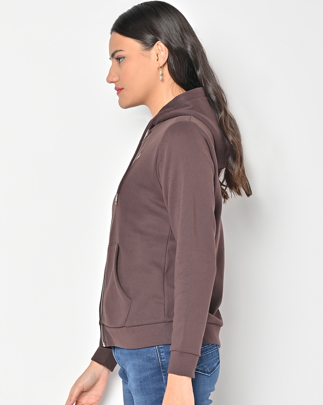 Dark brown zip up hoodie hotsell