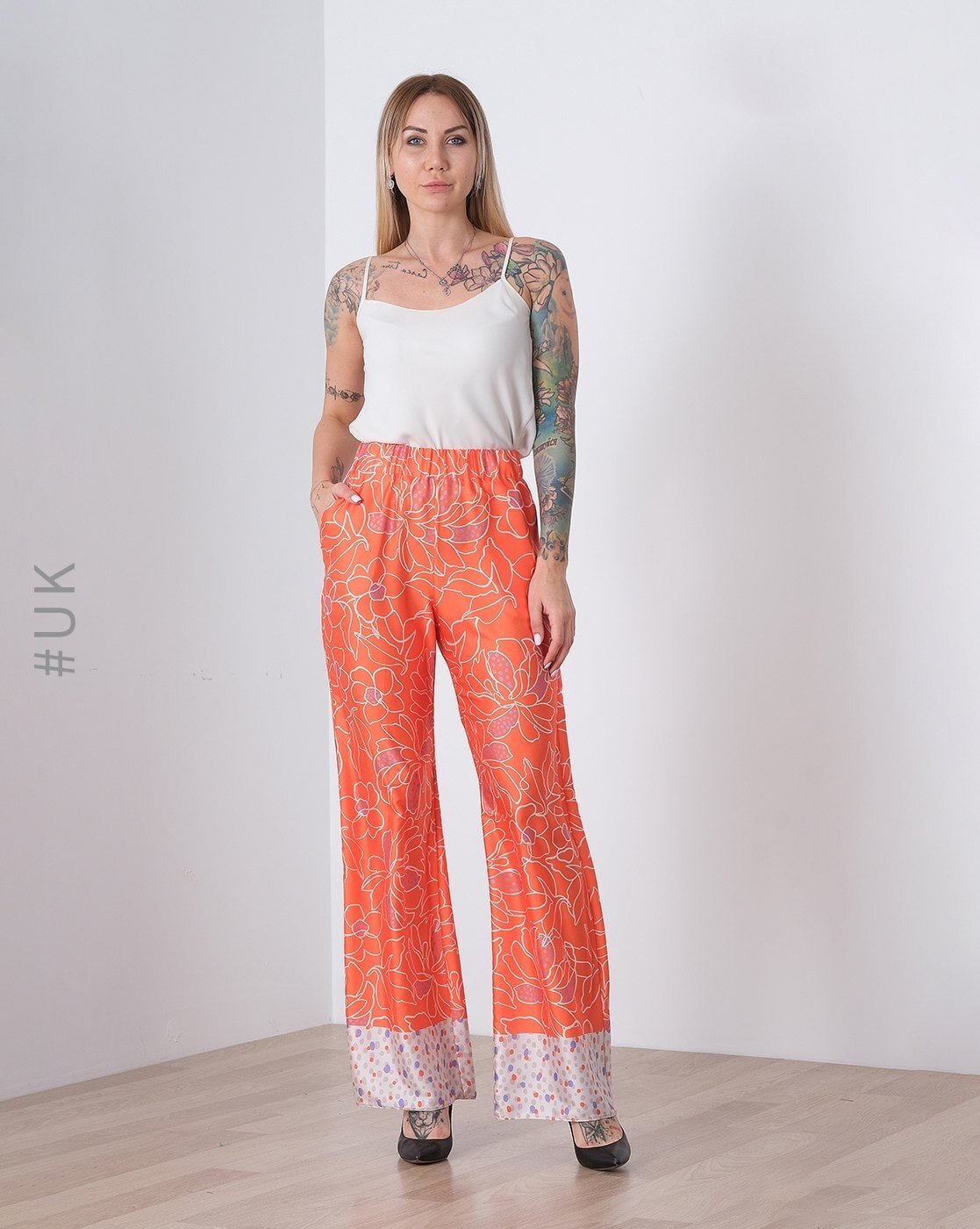 Womens Floral Plisse Extreme Wide Leg Trousers  Boohoo UK