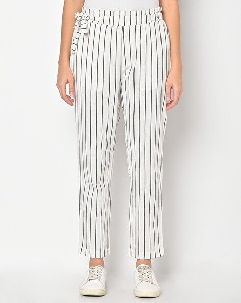 Exude Prowess Striped Wide Leg Trousers (Navy)