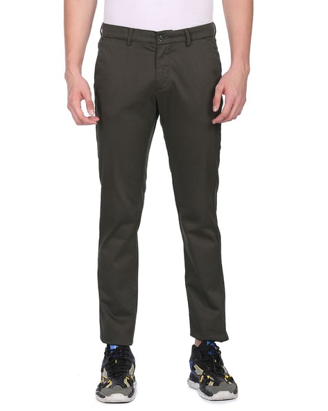 Buy Arrow Mid Rise Twill Solid Formal Trousers - NNNOW.com