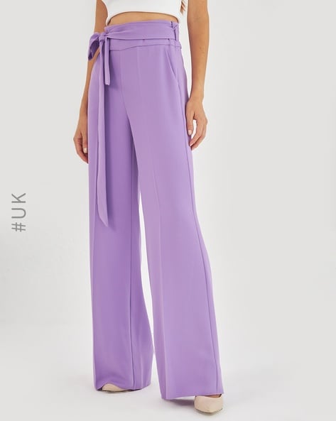 Romantic Night Lilac High Waist Straight Leg Trousers – Club L London - UK