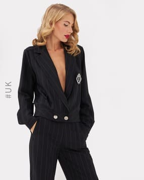 Striped Blazer with Applique