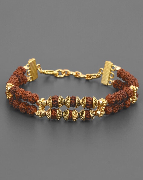 22K Gold Men's Rudraksha Bracelet (24.55G) - Queen of Hearts Jewelry