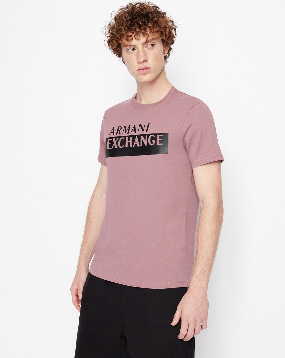 Armani exchange pink 2025 t shirt