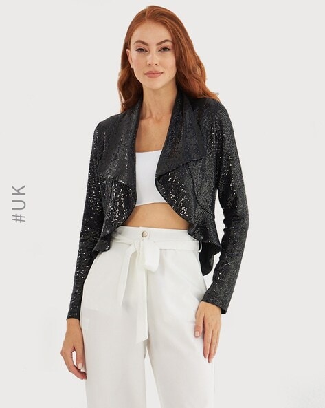 Athena Bomber Jacket In Black Sequin – St Frock