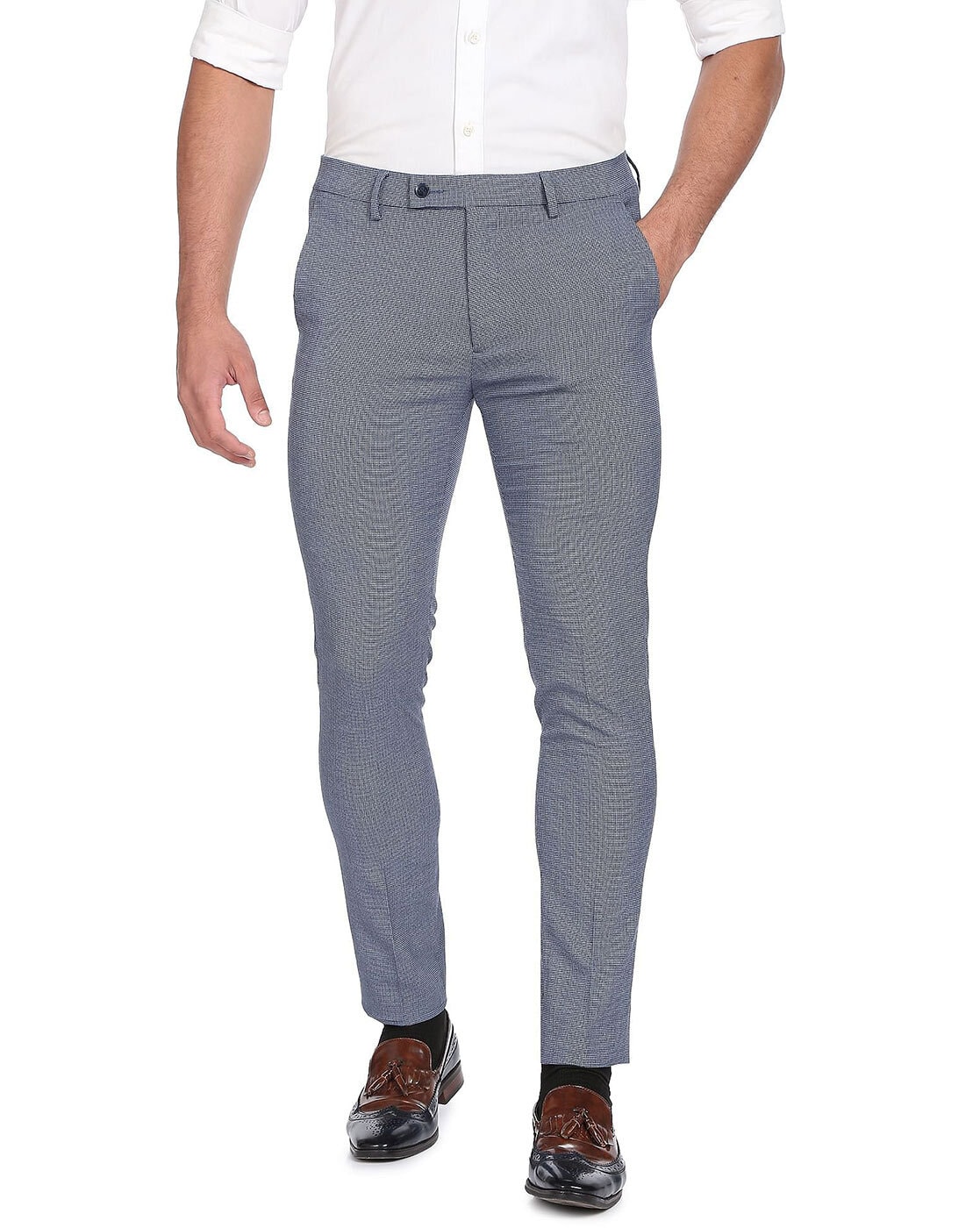 Buy Arrow Newyork Men Beige Jackson Super Slim Fit Smartflex Formal Trousers   NNNOWcom