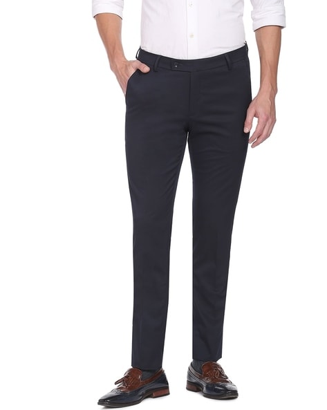 Arrow Straight Fit Flat-Front Trousers