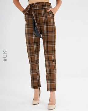 Cigarette trousers  BrownChecked  Ladies  HM IN