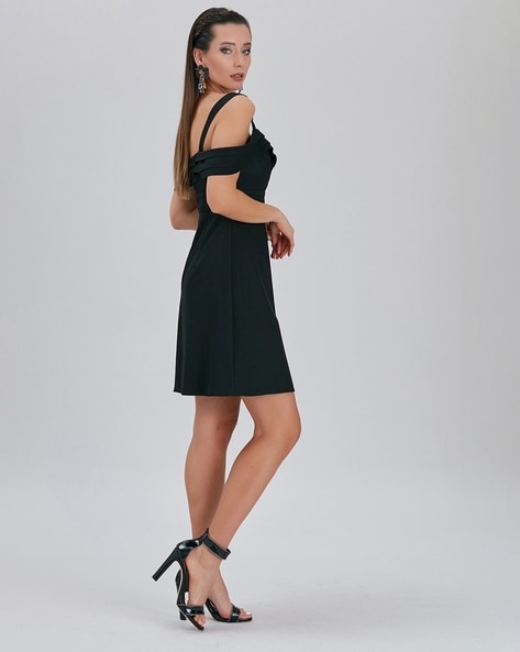 Missguided black off the shoulder outlet dress