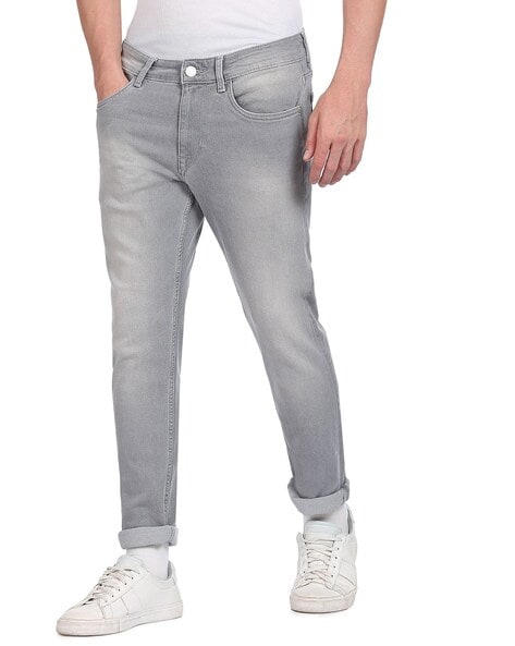 Regular Fit Casual Wear Light Grey Men Denim Jeans, Waist Size: 28 Inch