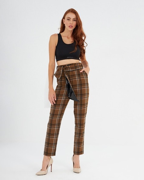 Buy Brown Trousers & Pants for Women by Y-LONDON Online | Ajio.com
