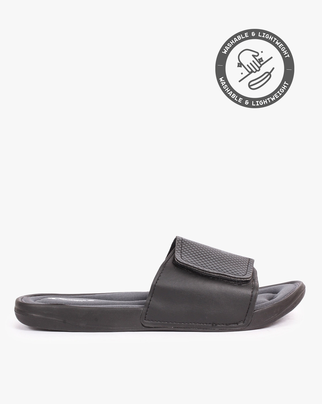 Men Brand Print Slides with Velcro Strap