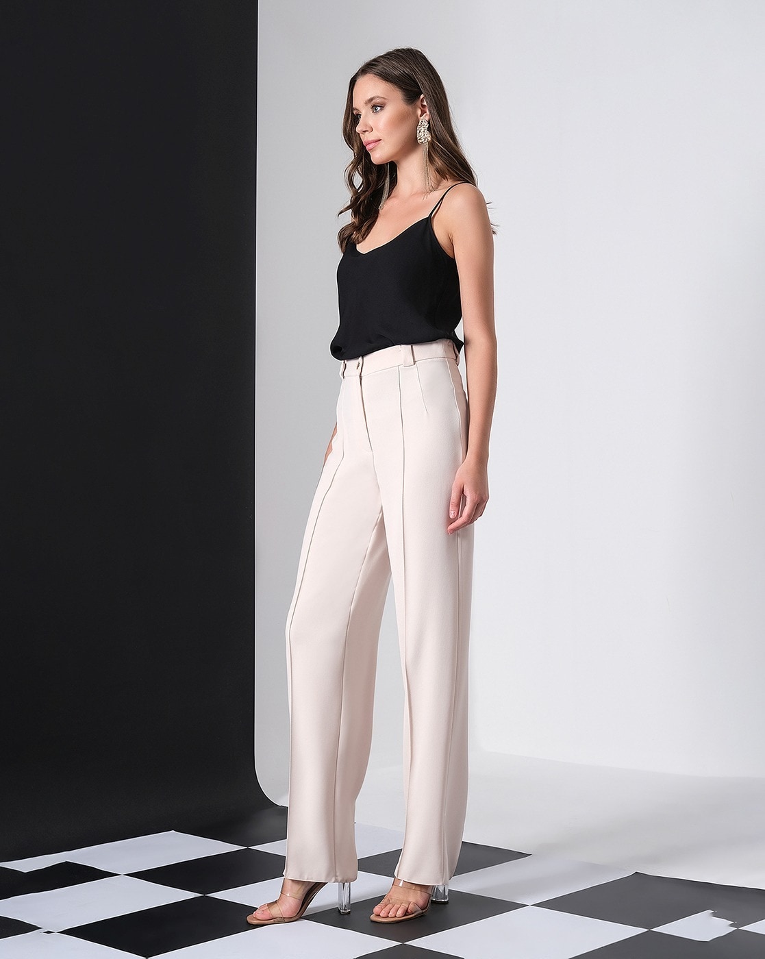 Buy Cream-coloured Trousers & Pants for Women by AJIO Online | Ajio.com