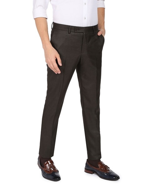 Buy Men Navy Solid Slim Fit Formal Trousers Online - 597640 | Peter England