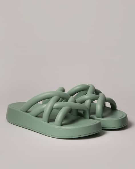 Buy Green Flat Sandals for Women by Buda Jeans Co Online | Ajio.com