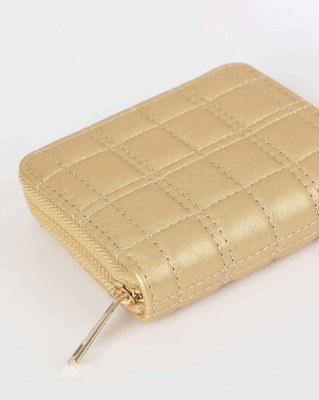 Long Zipper Wallet Mustard / Gold Emboss