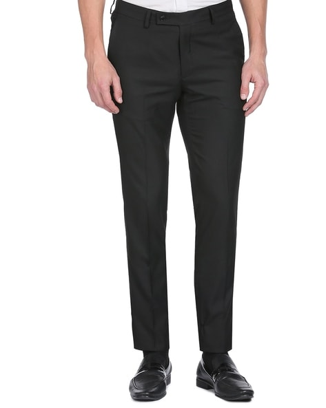 Straight Fit Flat-Front Trousers