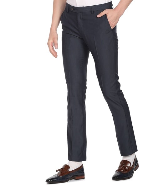 Arrow Straight Fit Flat-Front Trousers