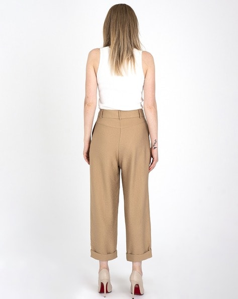 Ankle Length Pleat-Front Pants