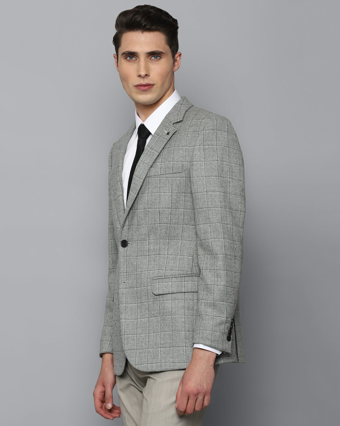 Buy Louis Philippe Grey Slim Fit Notch Lapel Check Blazer for Men's Online  @ Tata CLiQ