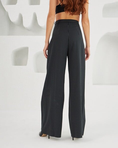 PullBear high waist pinstripe pants in black  part of a set  ASOS