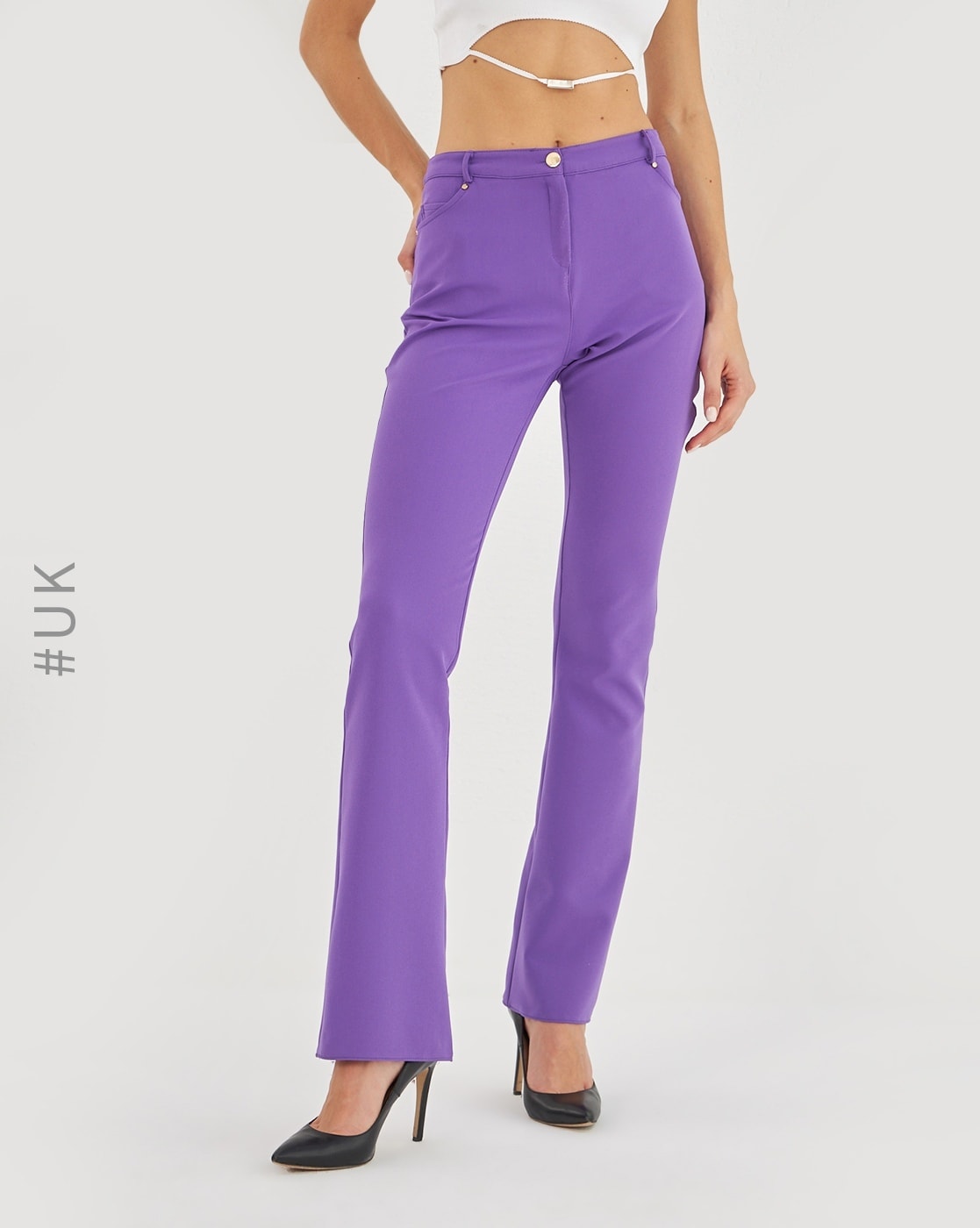 YUGH Wide Leg Trousers Women, Ladies Light Purple Trousers Plain Suit Pants  Button Zipper Straight Pants Summer Baggy Wide Leg Trousers High Waist  Flared Pants For Women Office Work Leisure,Xs : Amazon.co.uk: