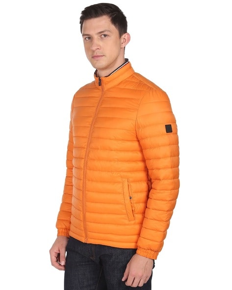 Orange packable sales down jacket