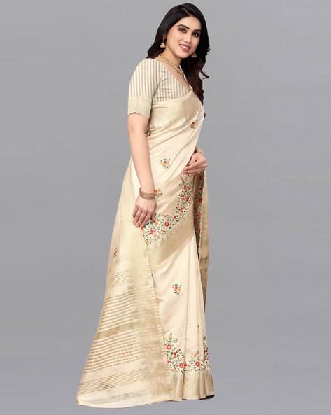 Buy Satrani Art Silk Cream Color Saree With Blouse Piece | sarees for  Women| saree | sarees Online at Best Prices in India - JioMart.