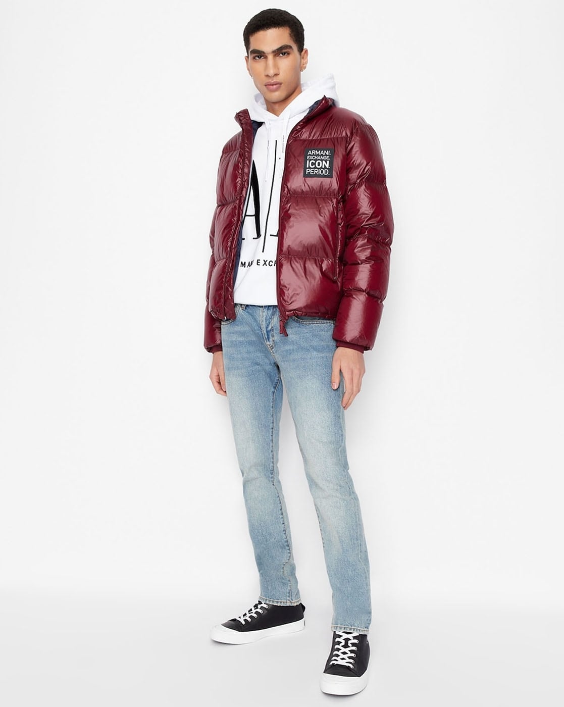 Armani red outlet puffer jacket